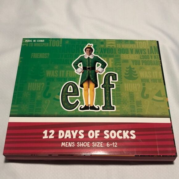 Elf Christmas Socks Mens 12 Pack - Picture 1 of 4